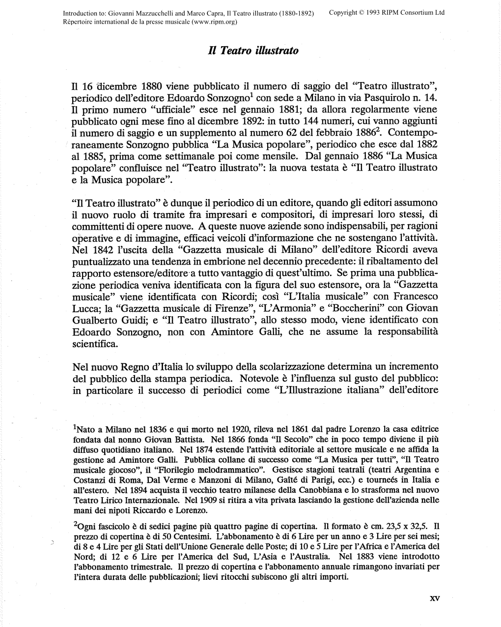 Il Teatro Illustrato (1880-1892) Copyright © 1993 RIPM Consortium Ltd Répertoire International De La Presse Musicale (