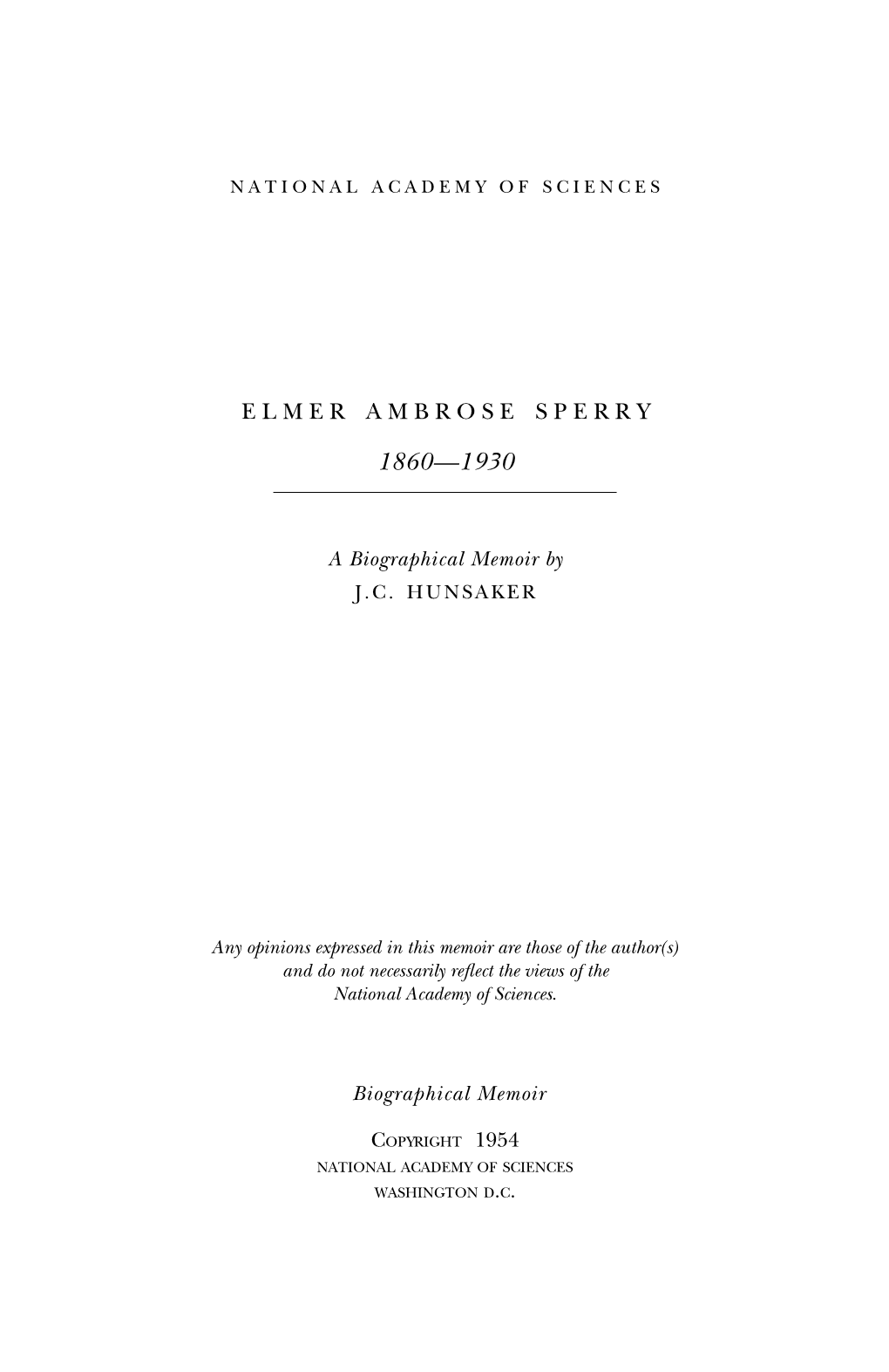 Elmer Sperry's Mother Died at the Birth of Her Only Child and He Was Reared by His Widowed Aunt, Helen Sperry Willett