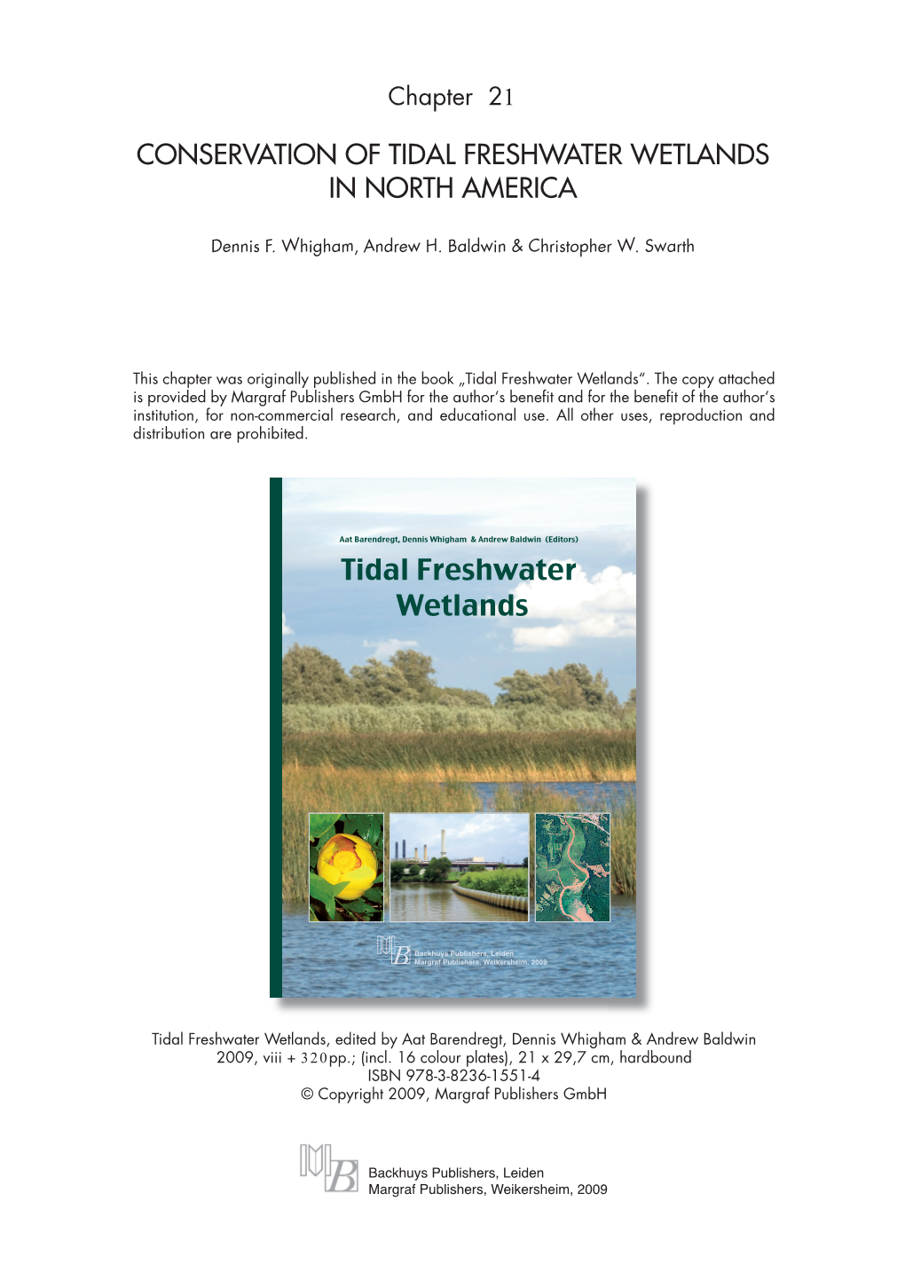 Conservation of Tidal Freshwater Wetlands in North America