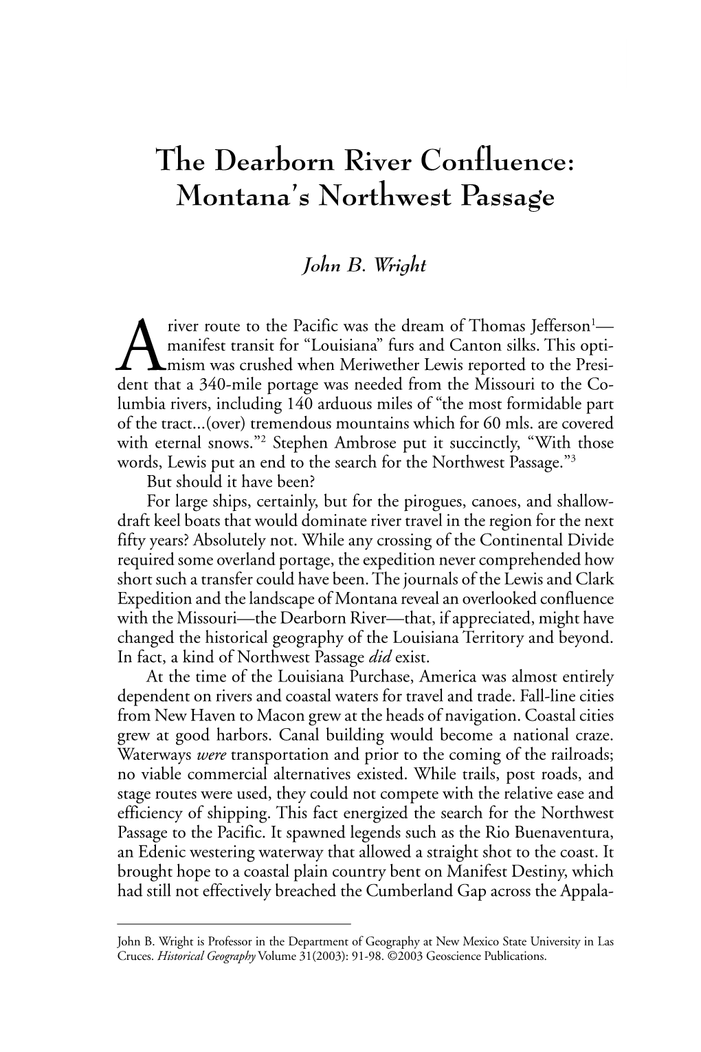 The Dearborn River Confluence: Montana’S Northwest Passage