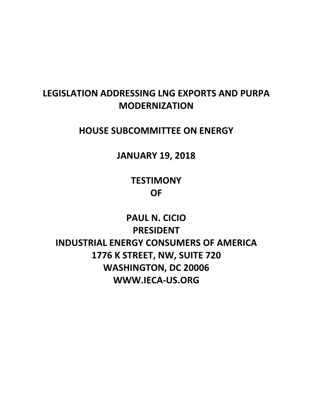 Legislation Addressing Lng Exports and Purpa Modernization