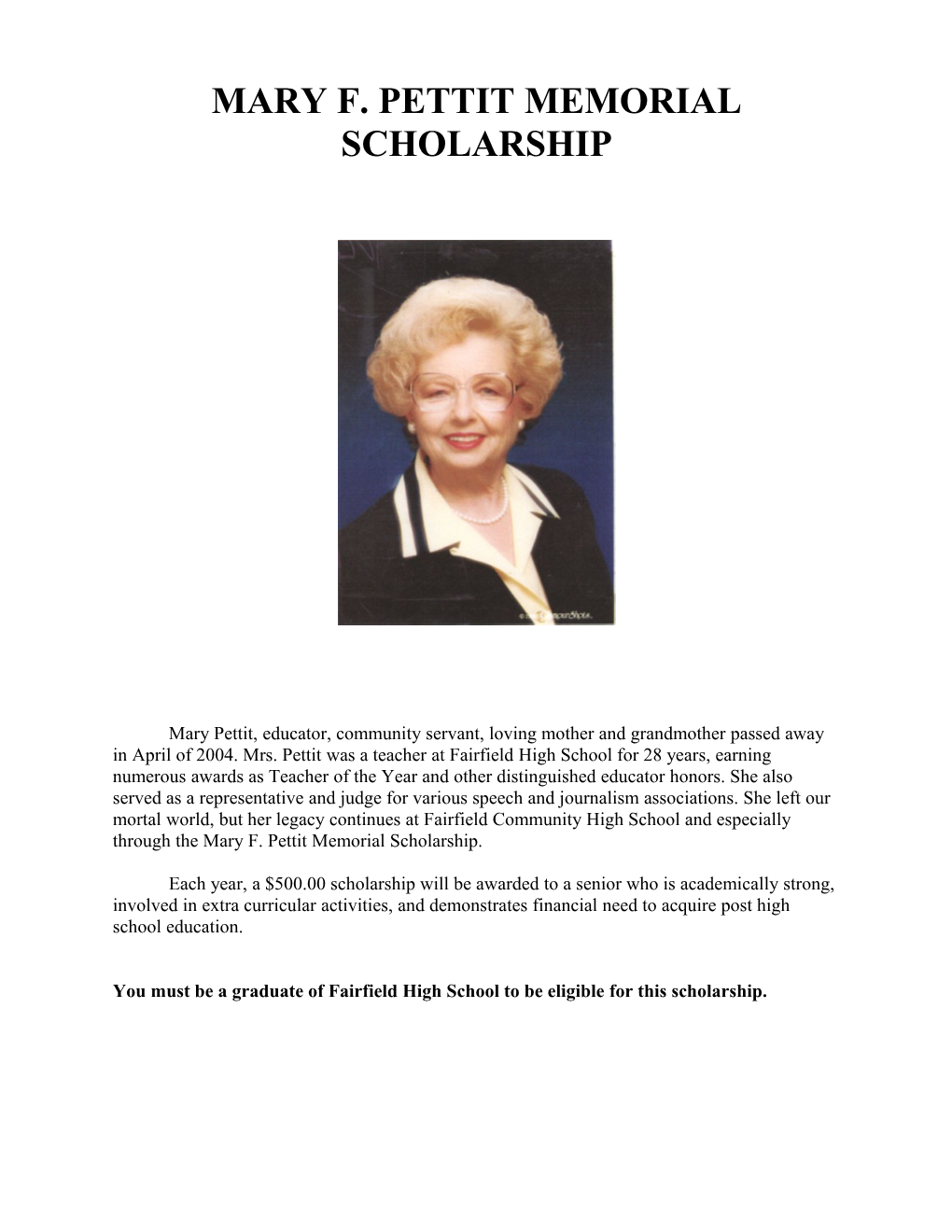 Phil Greiner Memorial Scholarship