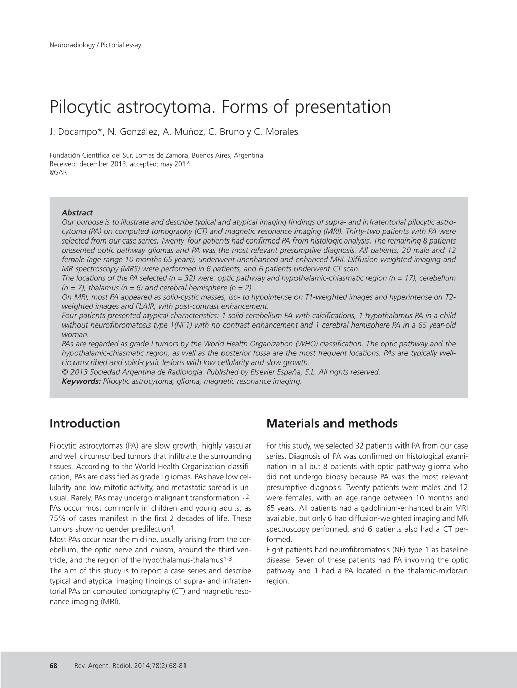 Pilocytic Astrocytoma. Forms of Presentation