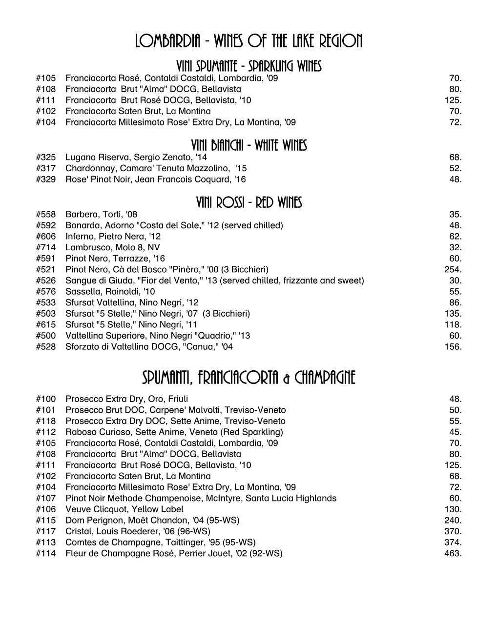 Wines of the Lake Region Spumanti, Franciacorta