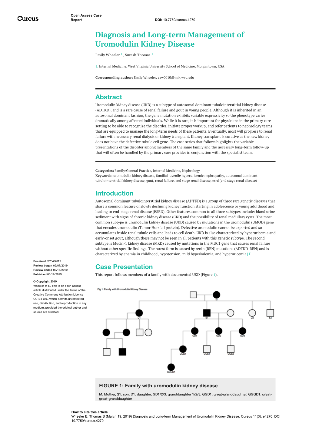 Diagnosis and Long-Term Management of Uromodulin Kidney Disease