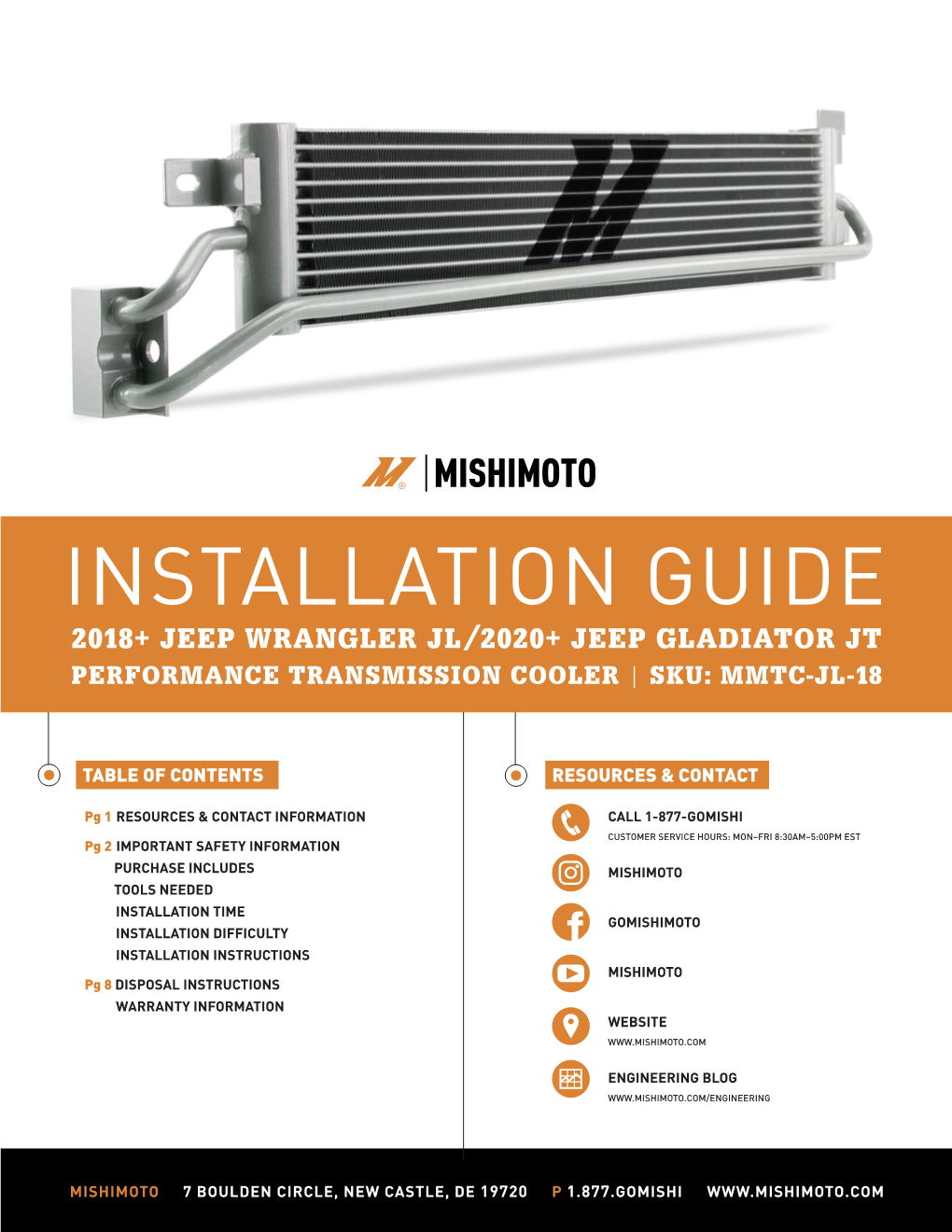 Installation Guide 2018+ Jeep Wrangler Jl/2020+ Jeep Gladiator Jt Performance Transmission Cooler | Sku: Mmtc-Jl-18