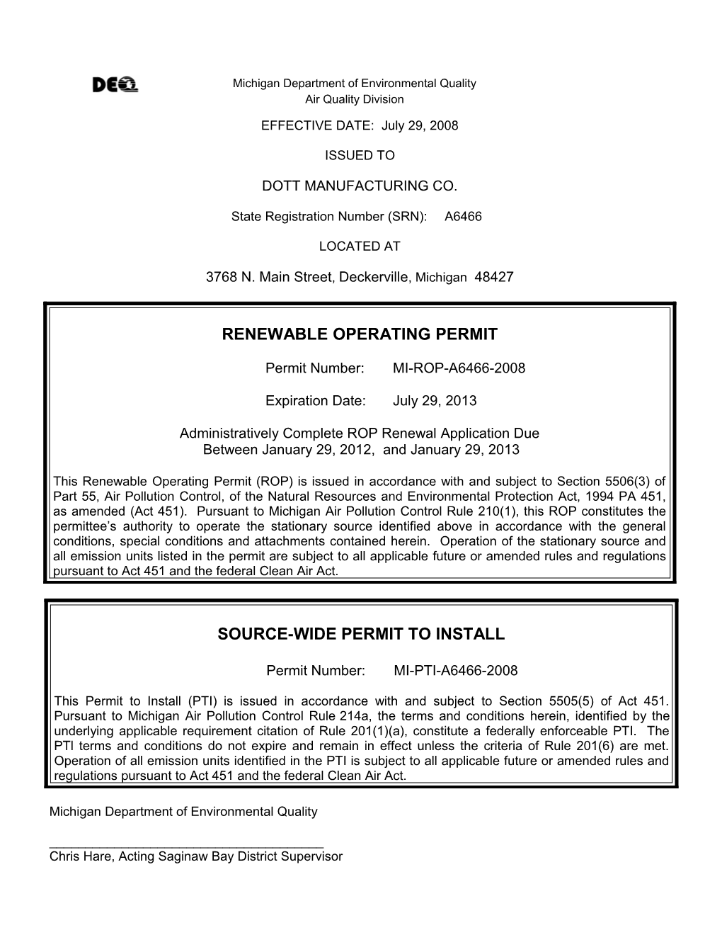 Michigan Department of Environmental Quality s2