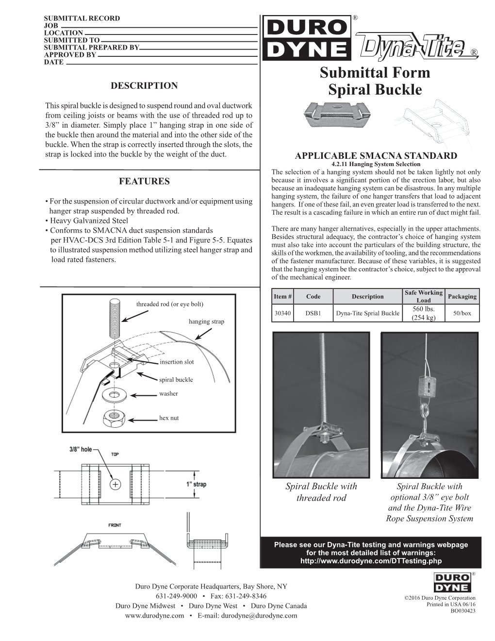 Submittal Form Spiral Buckle