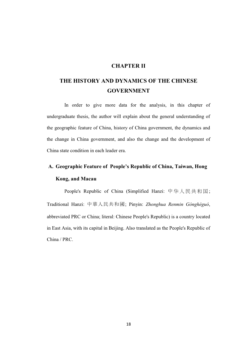 Chapter Ii the History and Dynamics of the Chinese