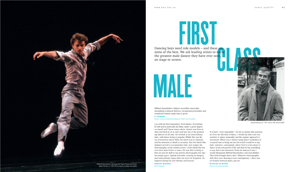 Dancing Boys Need Role Models – and These Are Some of the Best. We Ask Leading Artists to Name the Greatest Male Dancer They H