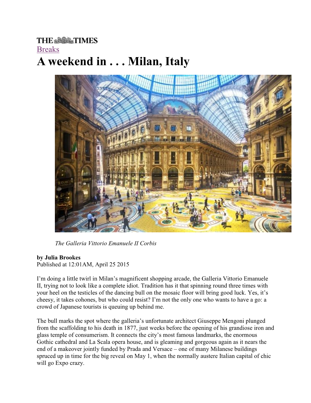 A Weekend in . . . Milan, Italy