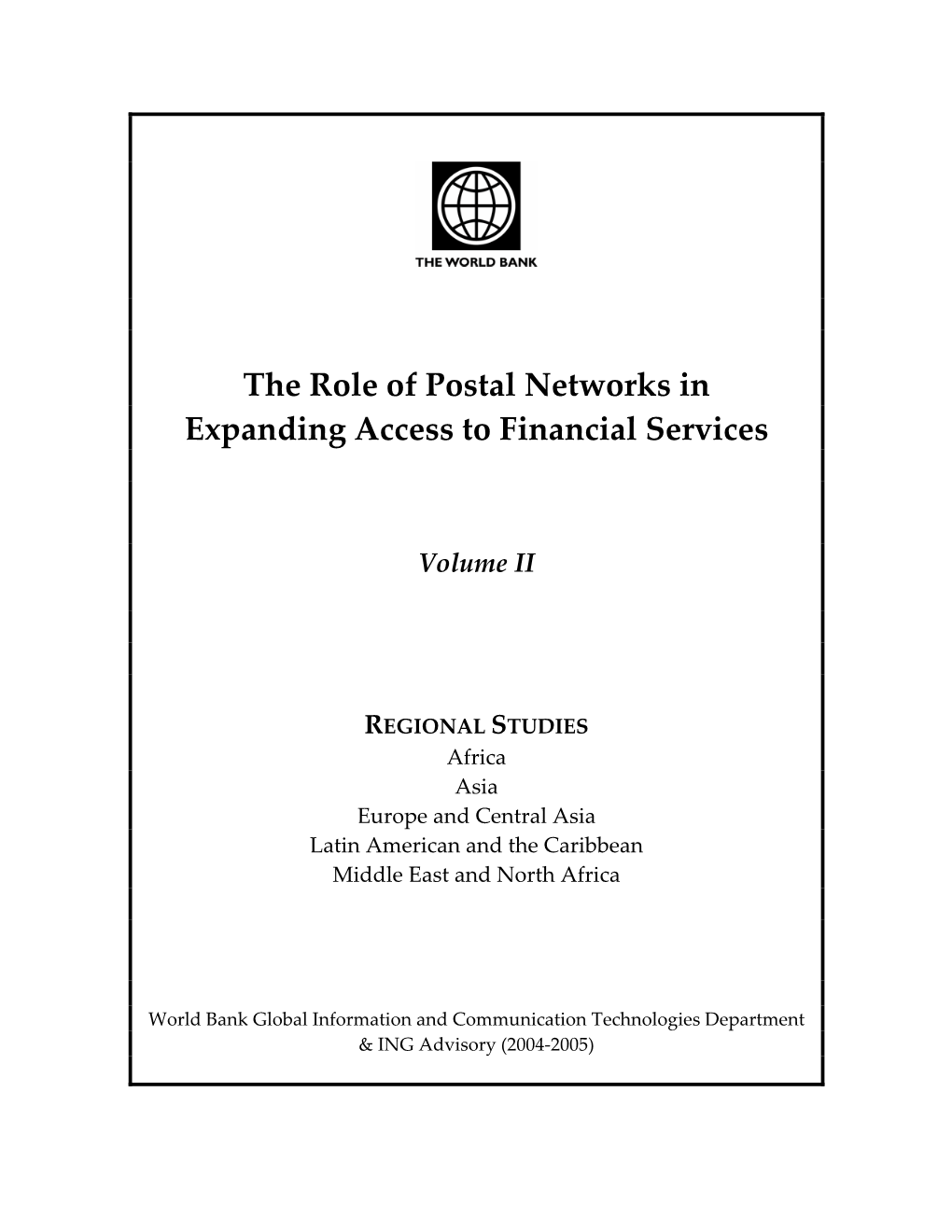 The Role of Postal Networks in Expanding Access to Financial Services