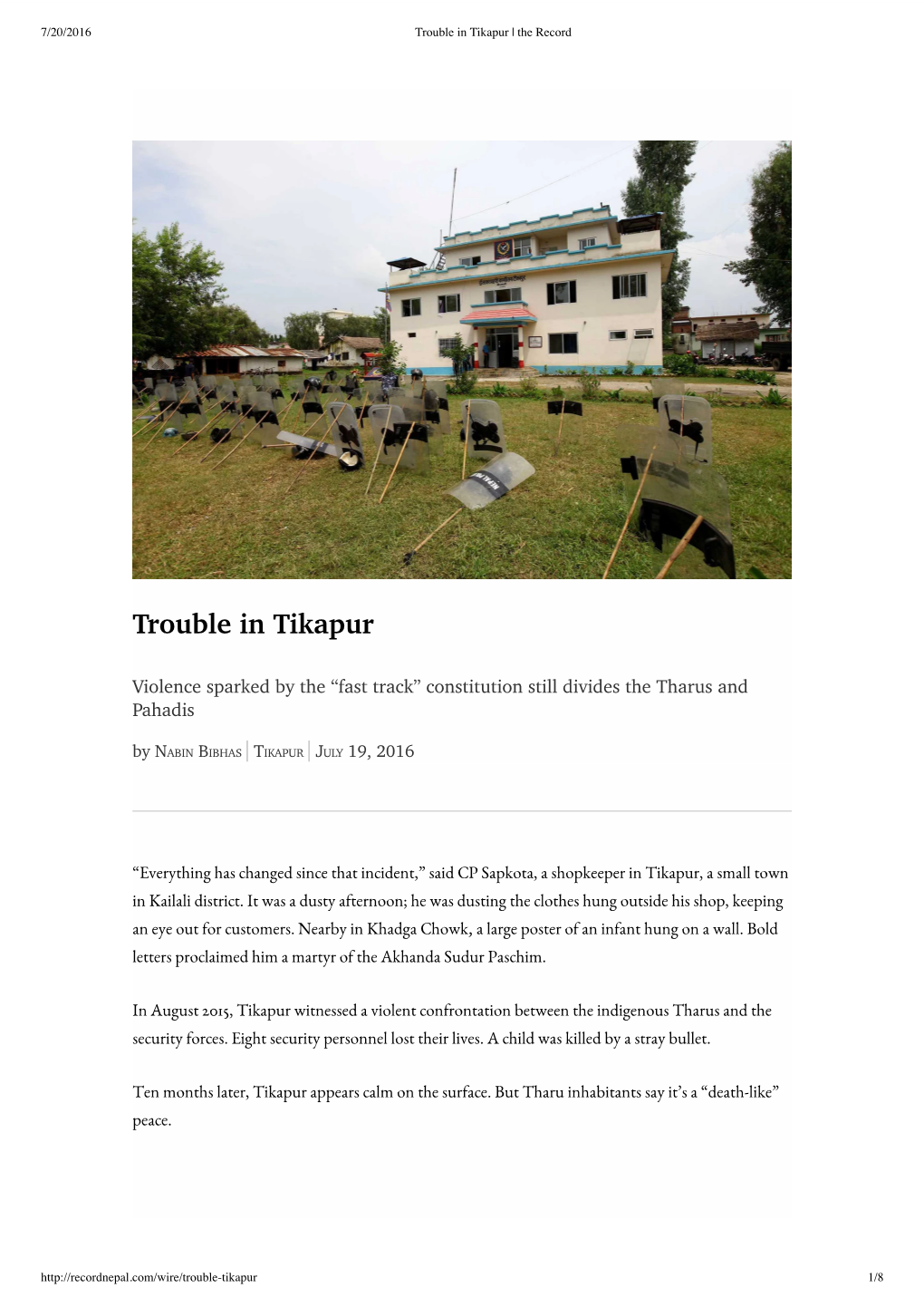 Trouble in Tikapur | the Record
