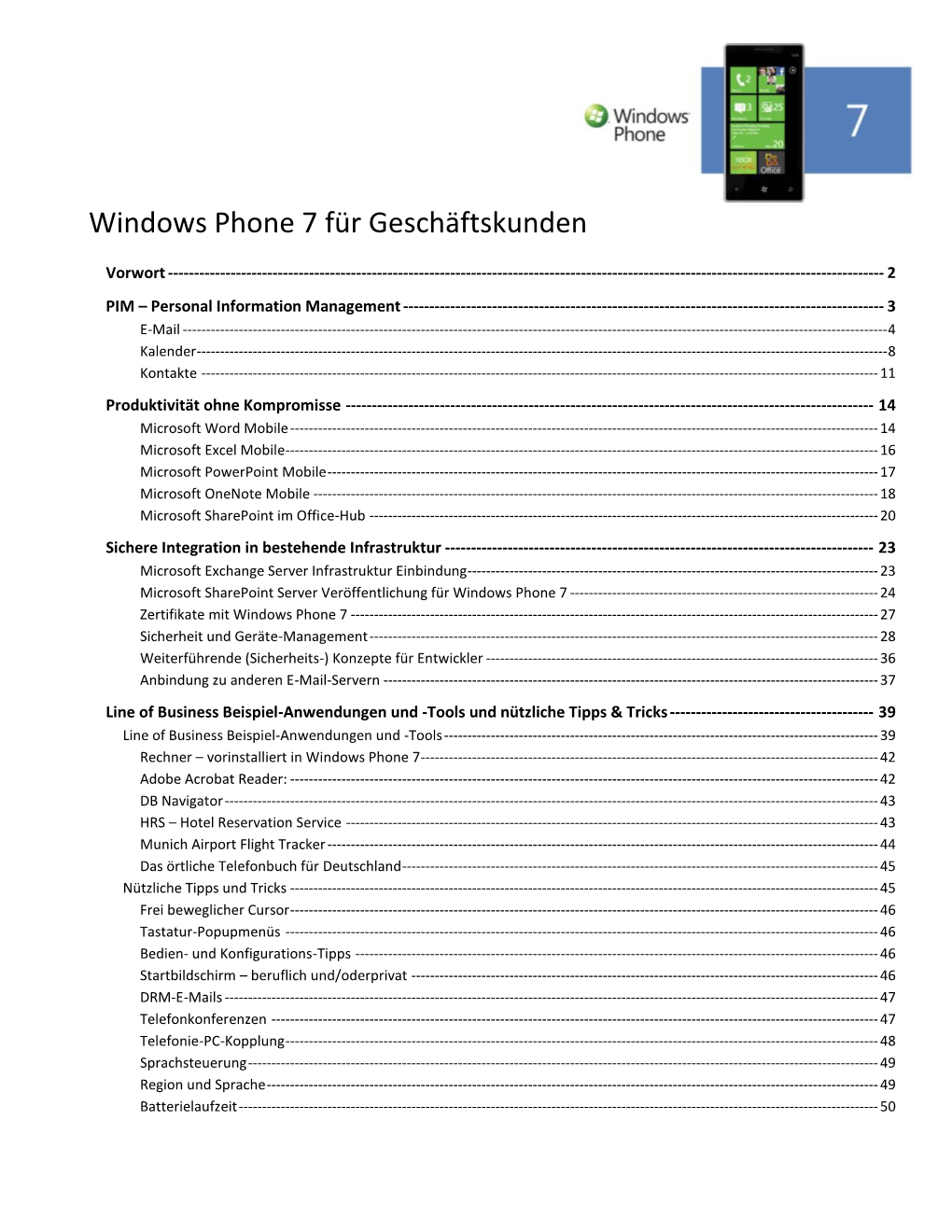 Windows Phone 7 Für Geschäftskunden