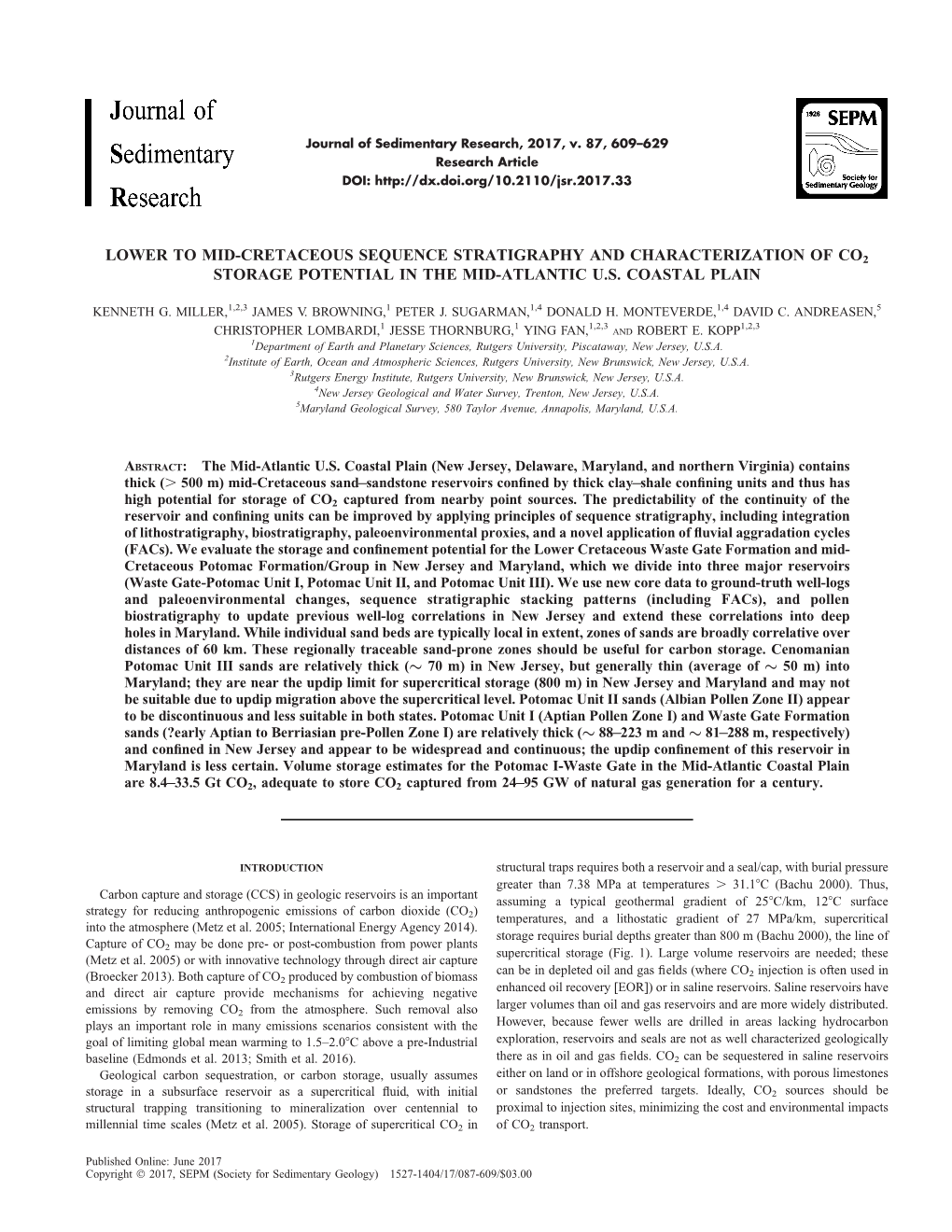 Lower to Mid-Cretaceous Sequence Stratigraphy and Characterization of Co2 Storage Potential in the Mid-Atlantic U.S