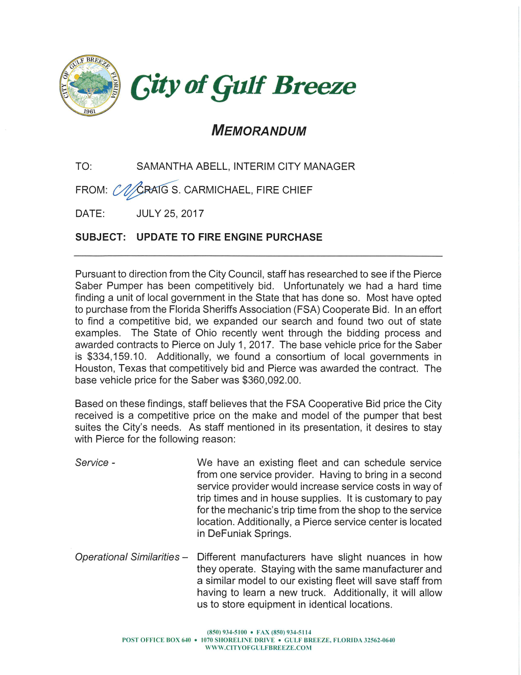 CITYOF GULF BREEZE Ship CITY of GULF BREEZE To: ATTN: ACCOUNTSPAYABLE To: ATTN: ACCOUNTSPAYABLE P.O