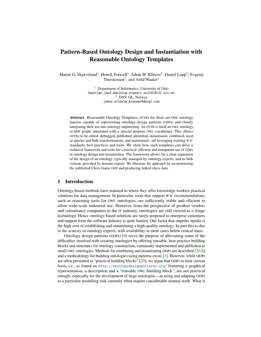 Pattern-Based Ontology Design and Instantiation with Reasonable Ontology Templates