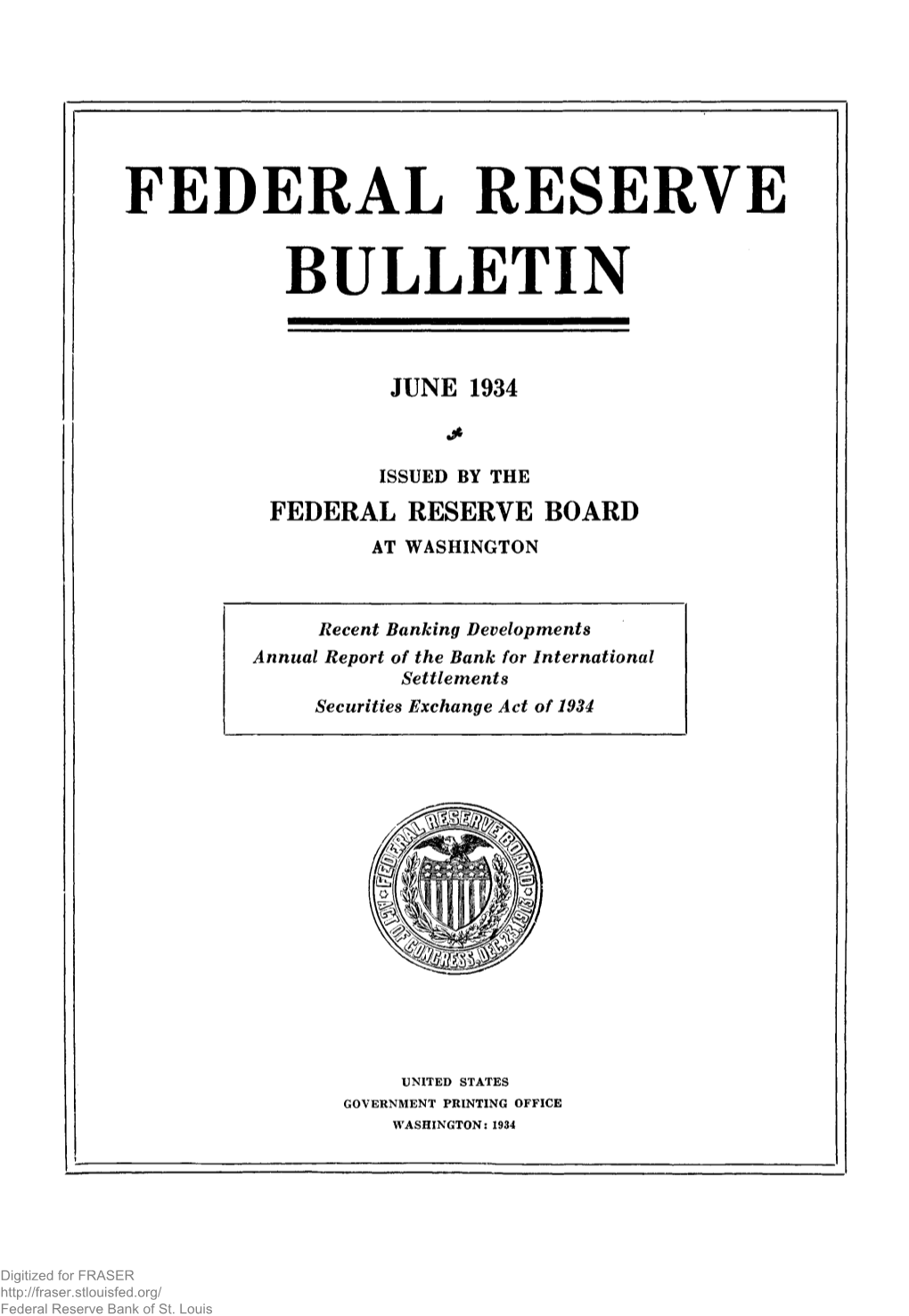 Federal Reserve Bulletin June 1934