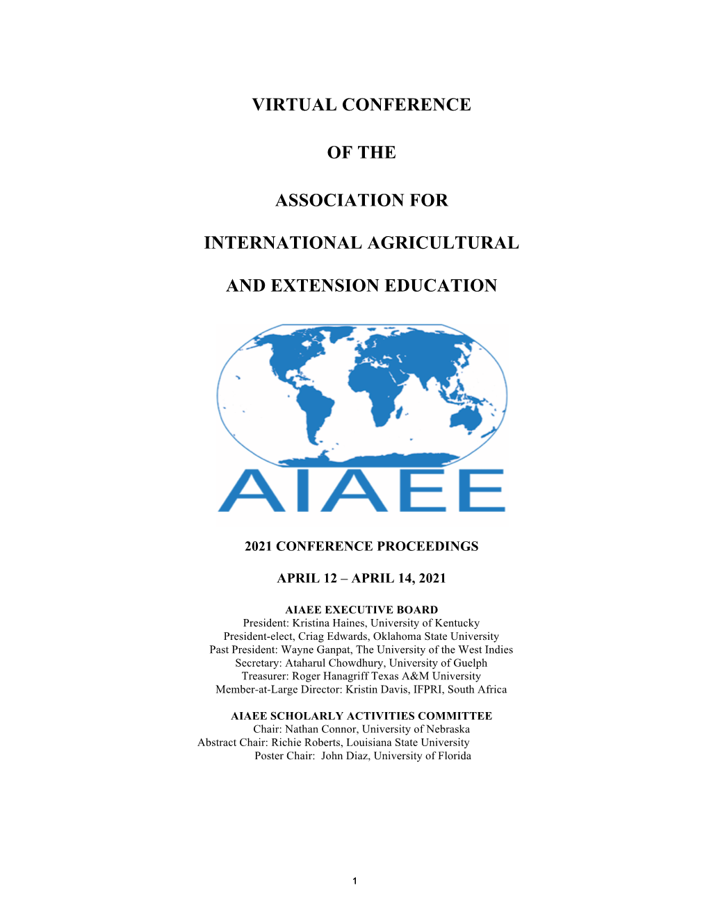 Virtual Conference of the Association for International Agricultural And