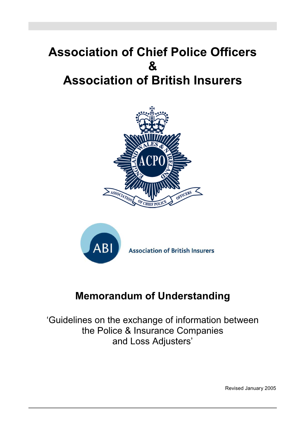 ACPO and ABI Memorandum of Understanding On... (PDF, 285Kb)