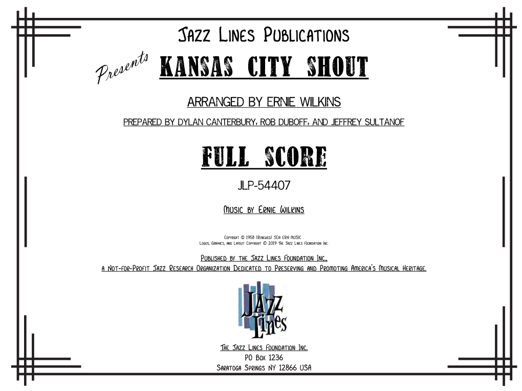 Kansas City Shout Full Score