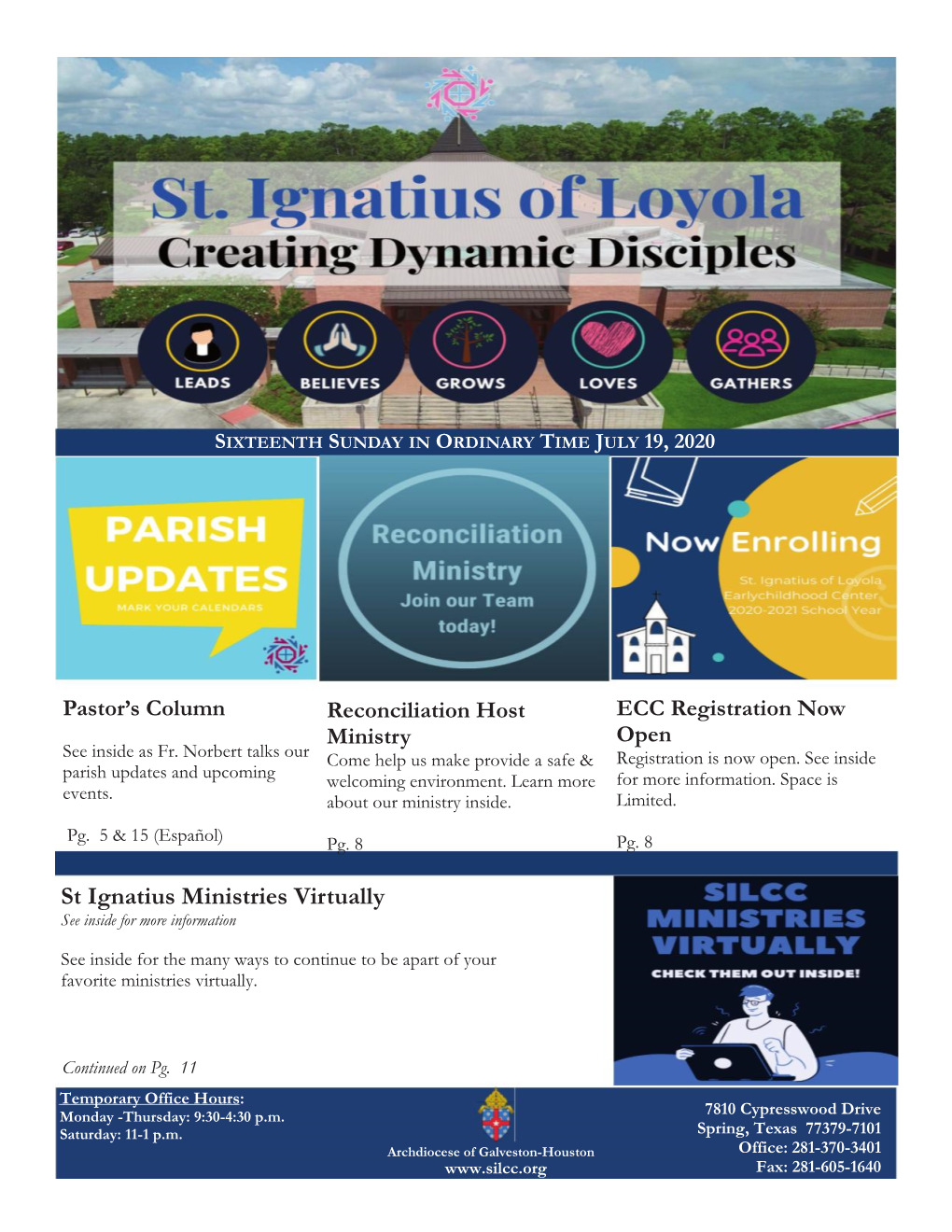 St Ignatius Ministries Virtually See Inside for More Information