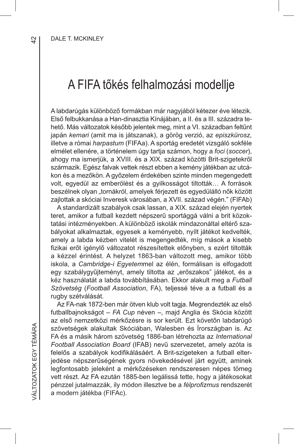 A FIFA Tőkés Felhalmozási Modellje