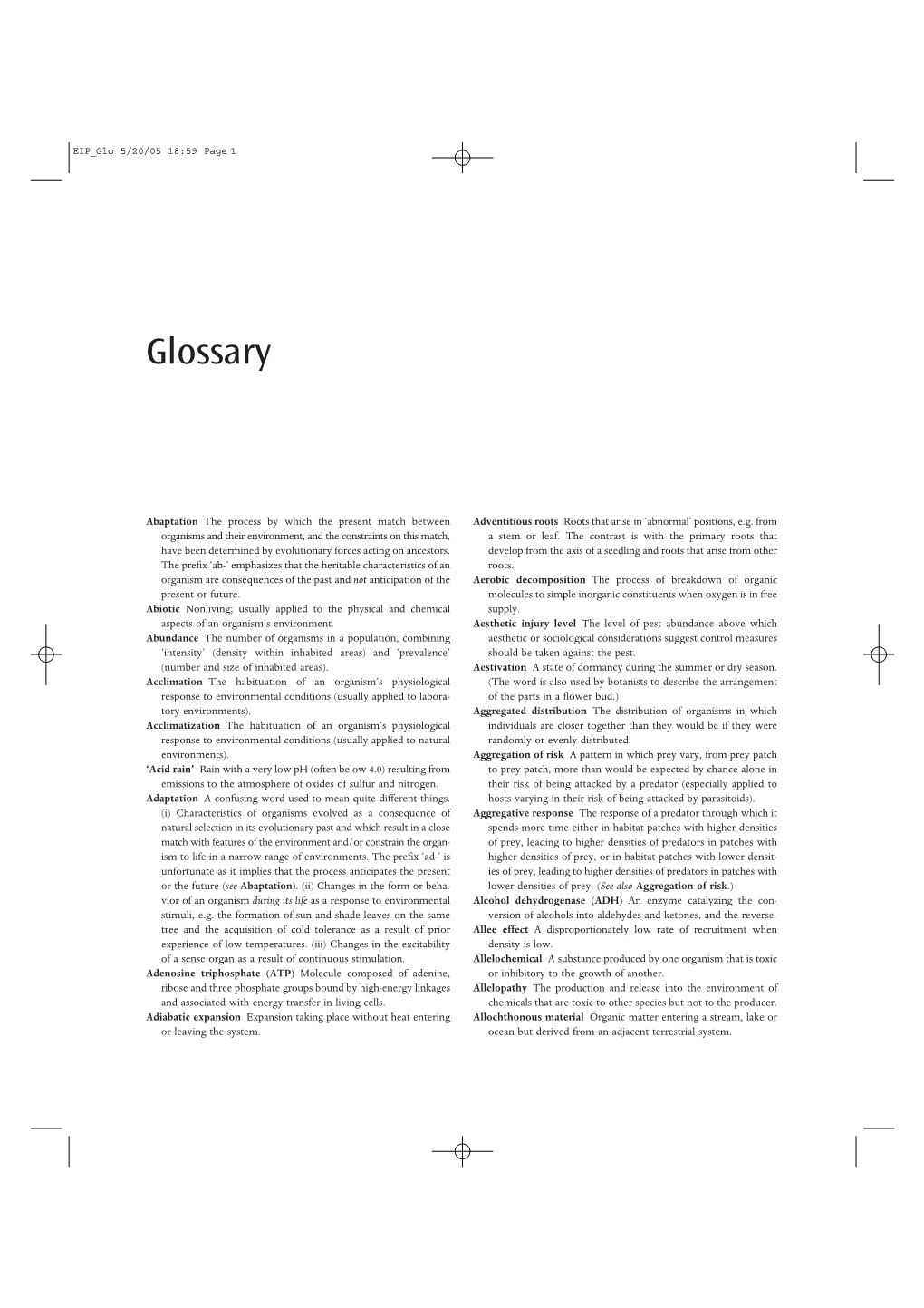 Ecology Glossary