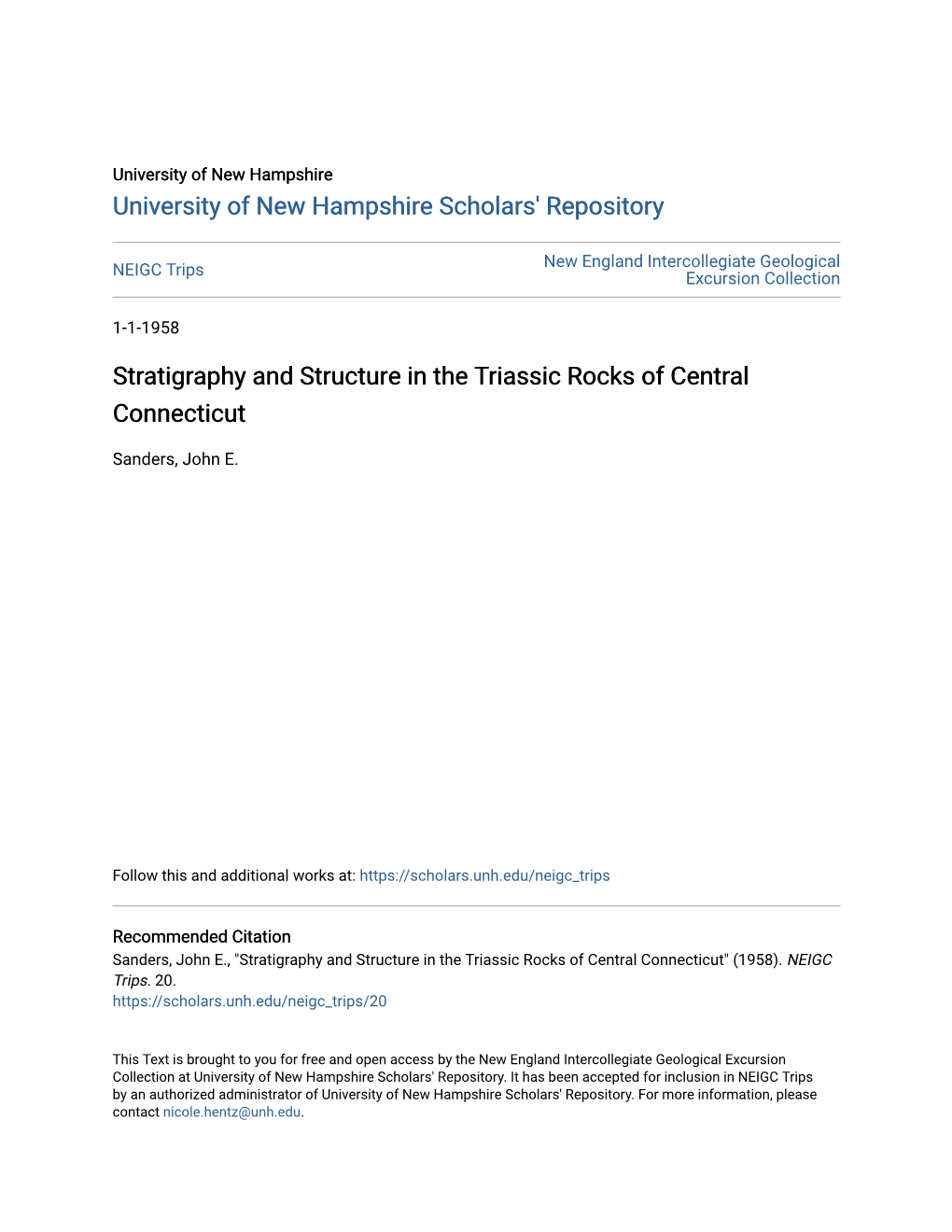 Stratigraphy and Structure in the Triassic Rocks of Central Connecticut