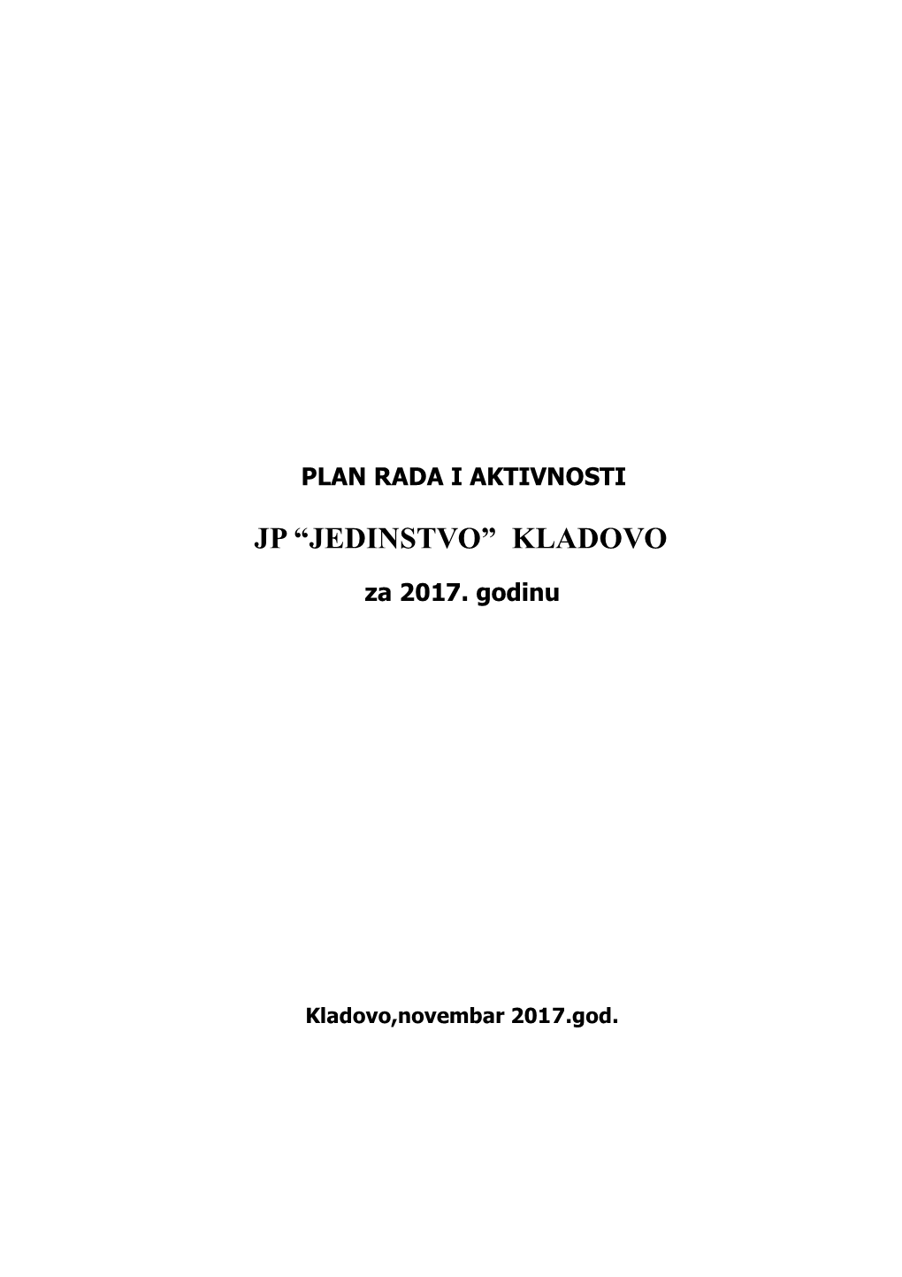 Plan Rada I Aktivnosti