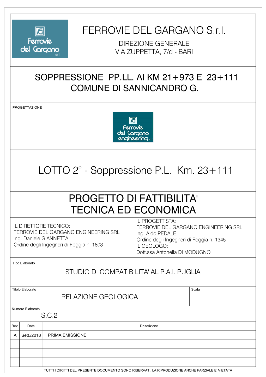 Relazione Di Compatibilità Geologica Ai Sensi Delle NTA Del PAI Puglia