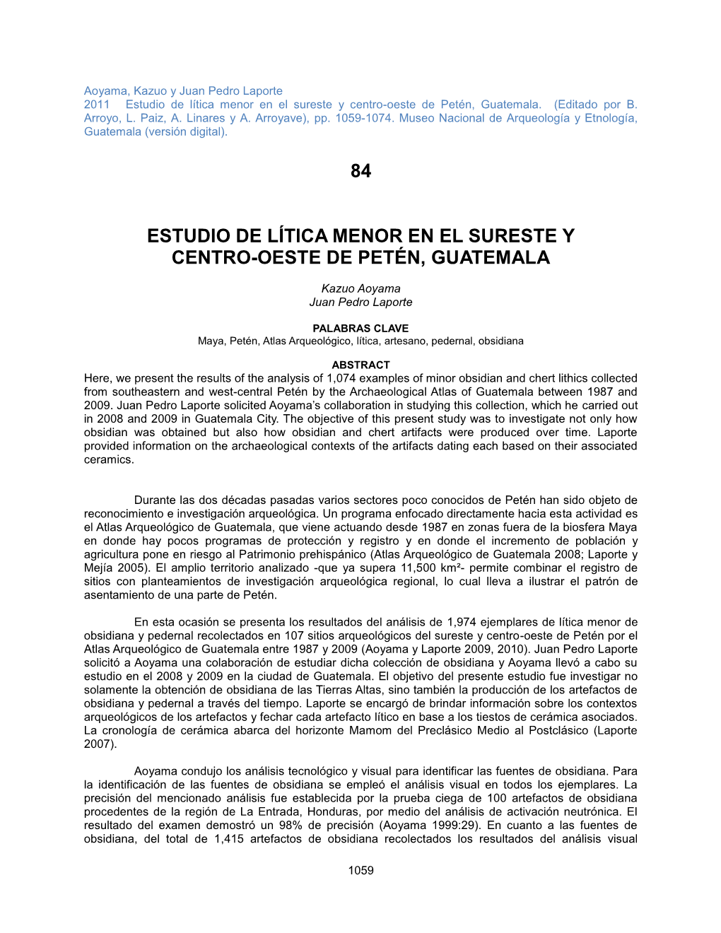 84 Estudio De Lítica Menor En El Sureste Y Centro-Oeste