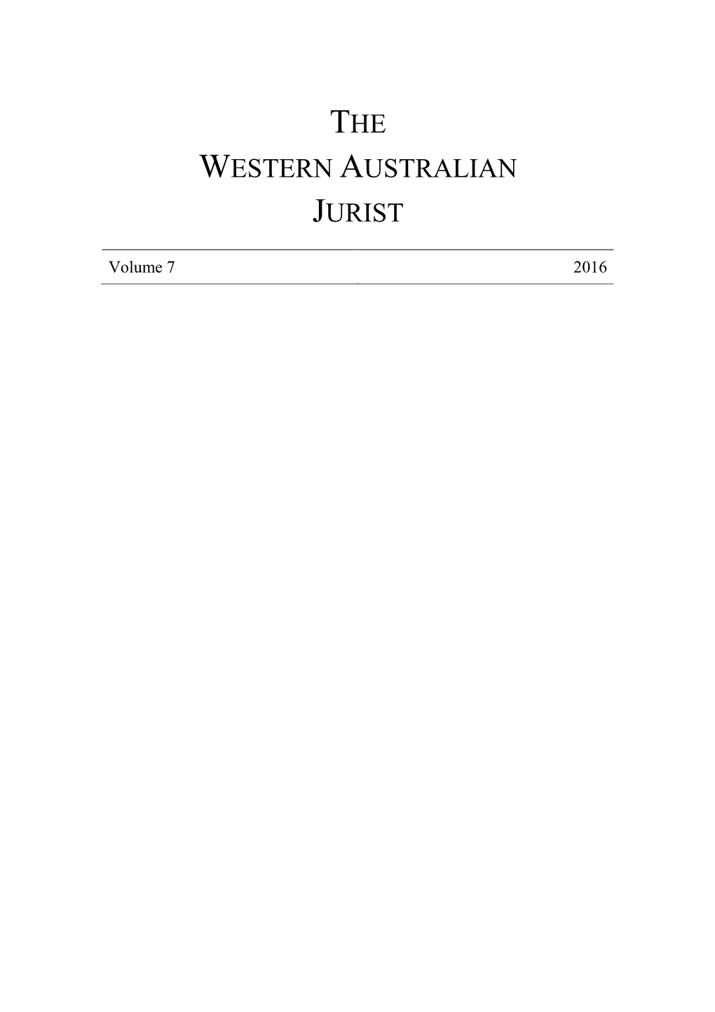 Download Volume 7 of the Western Australian Jurist