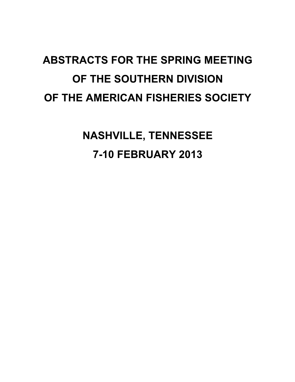 2013 Southern Division Spring Meeting, Nashville, Tennessee