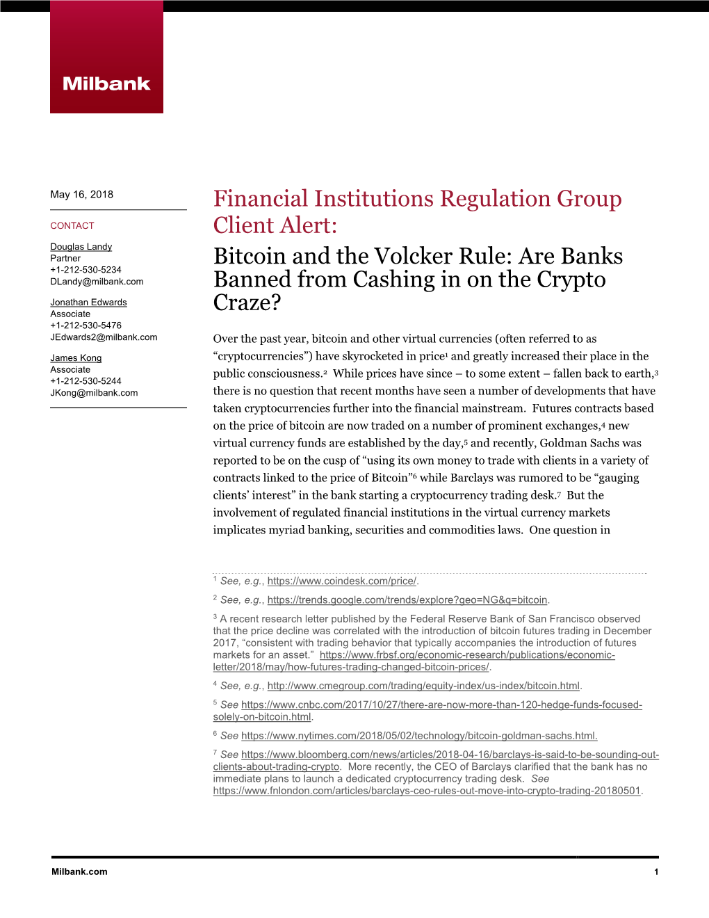 Bitcoin and the Volcker Rule