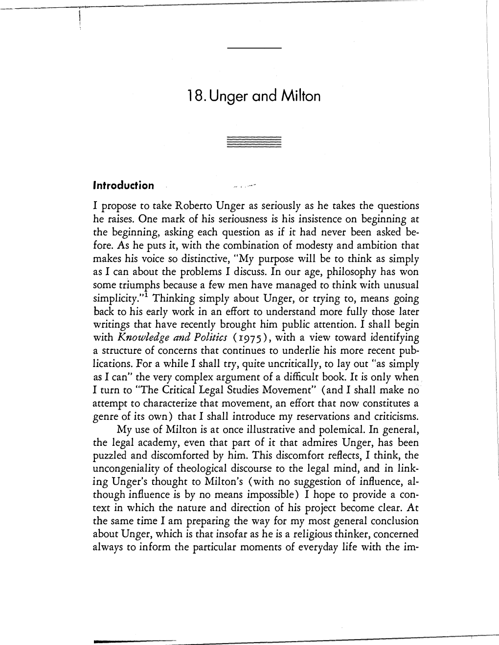 Unger and Milton: by Stanley Fish