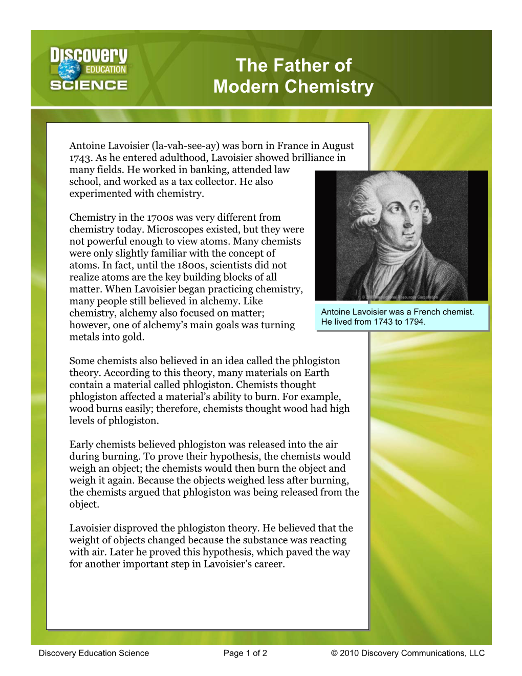 The Father of Modern Chemistry