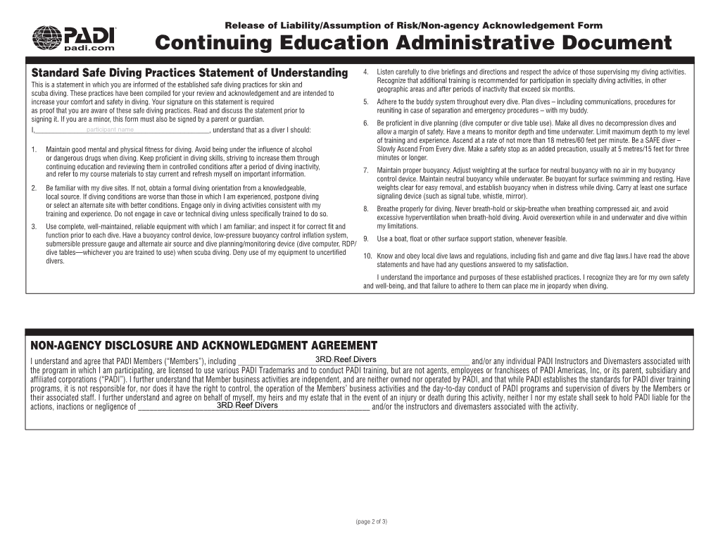 Continuing Education Administrative Document