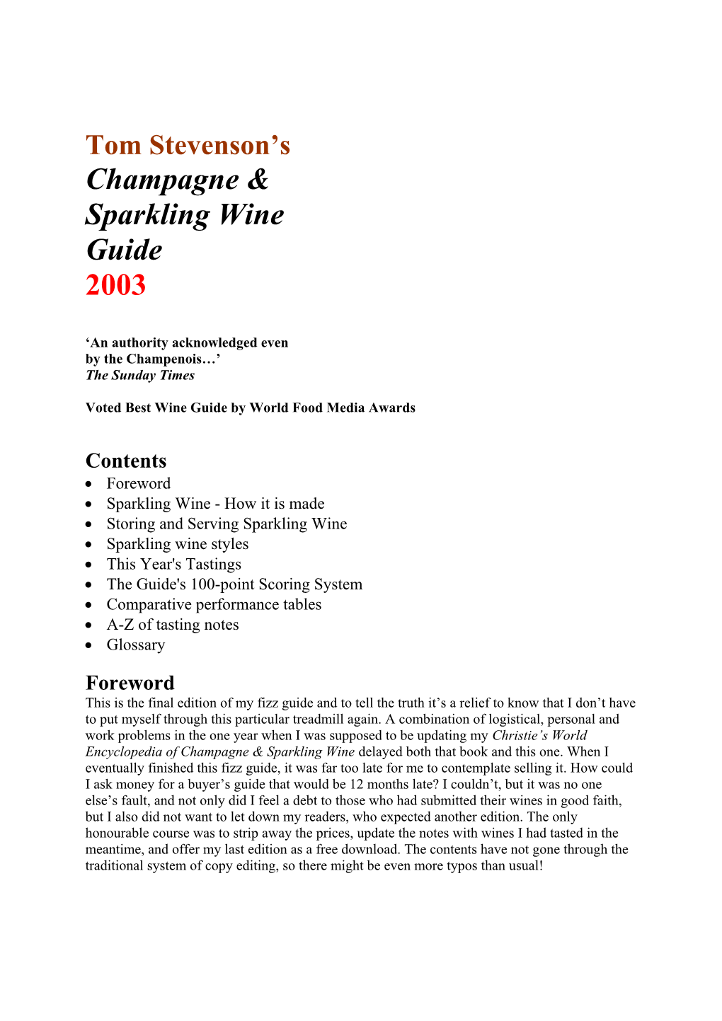 Champagne & Sparkling Wine Guide 2003