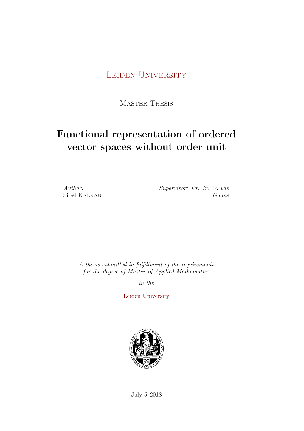 Functional Representation of Ordered Vector Spaces Without Order Unit