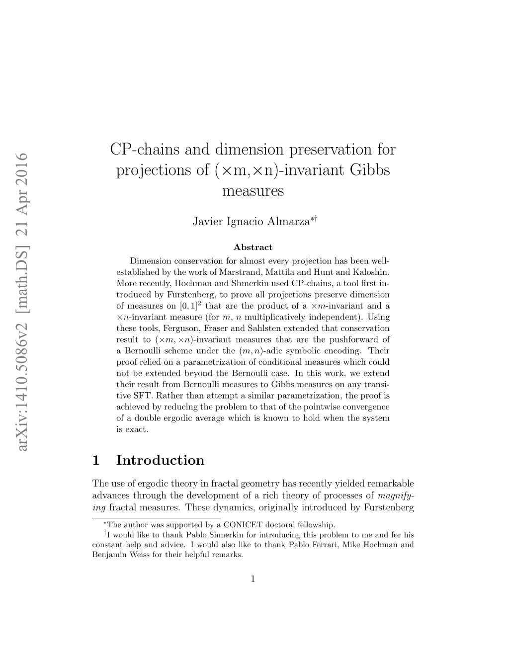 CP-Chains and Dimension Preservation for Projections Of