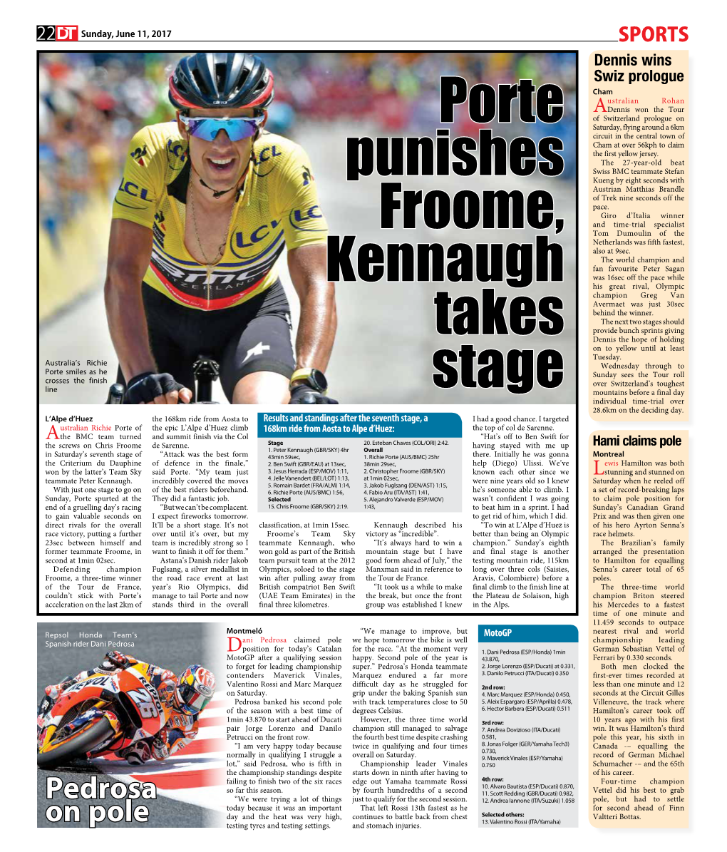 Porte Punishes Froome, Kennaugh Takes Stage