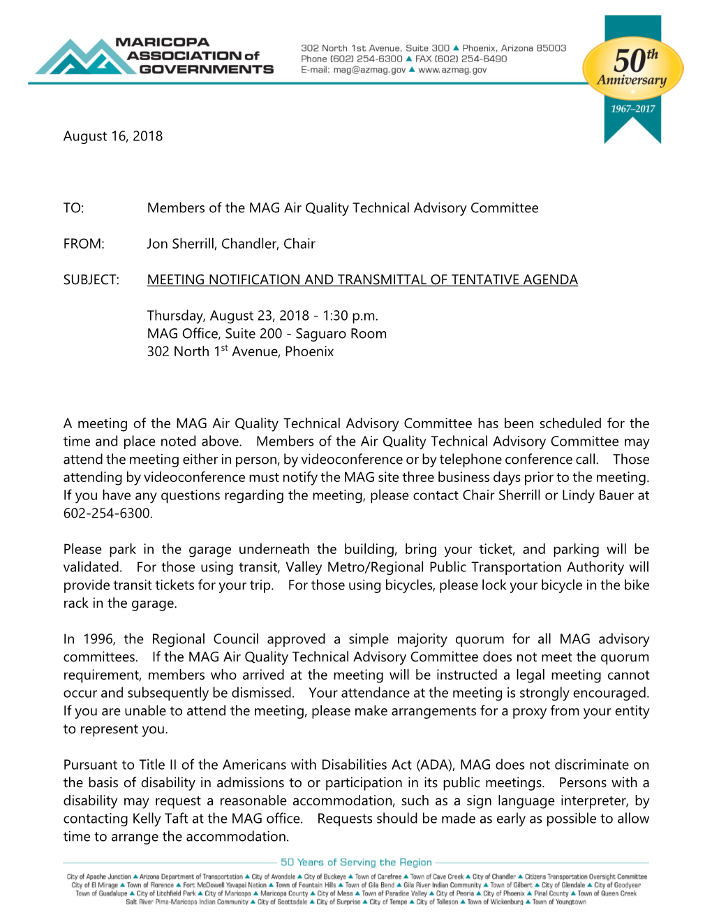 Air Quality Technical Advisory Committee 8/23/2018 Meeting