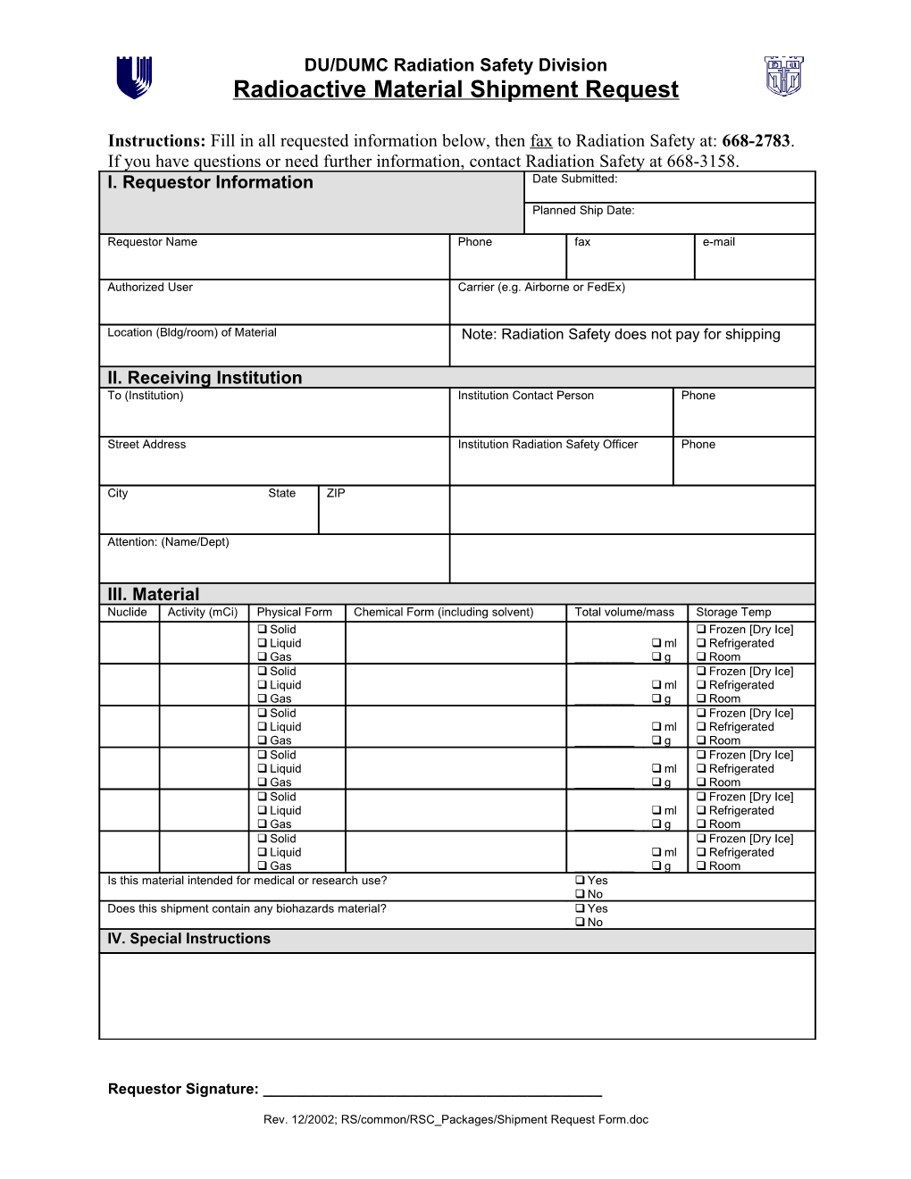 Radiation Safety Division: Laboratory Survey