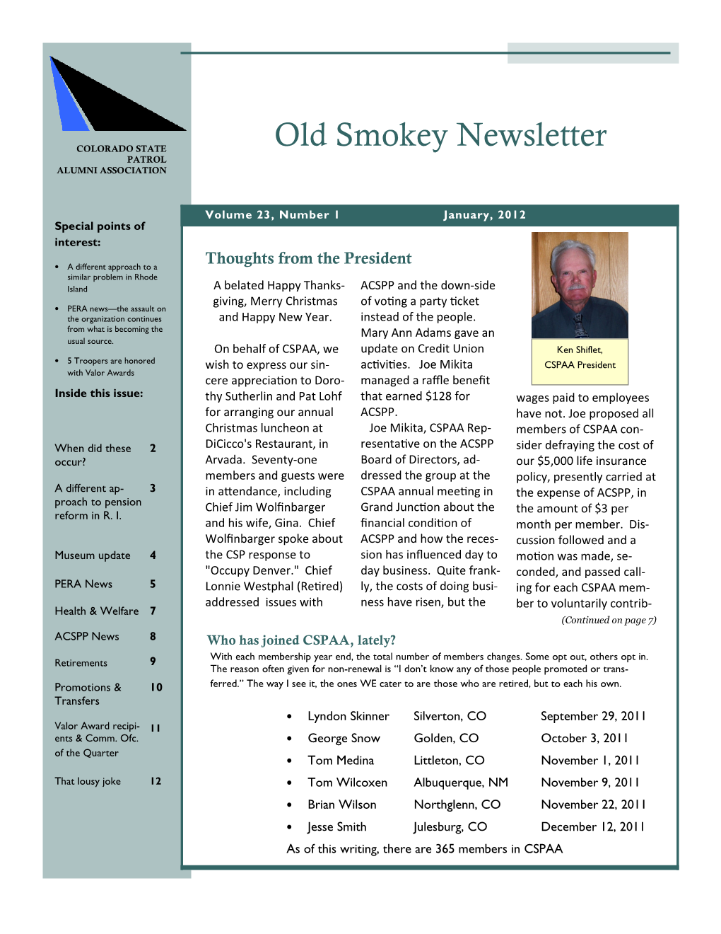 Old Smokey Newsletter PATROL ALUMNI ASSOCIATION