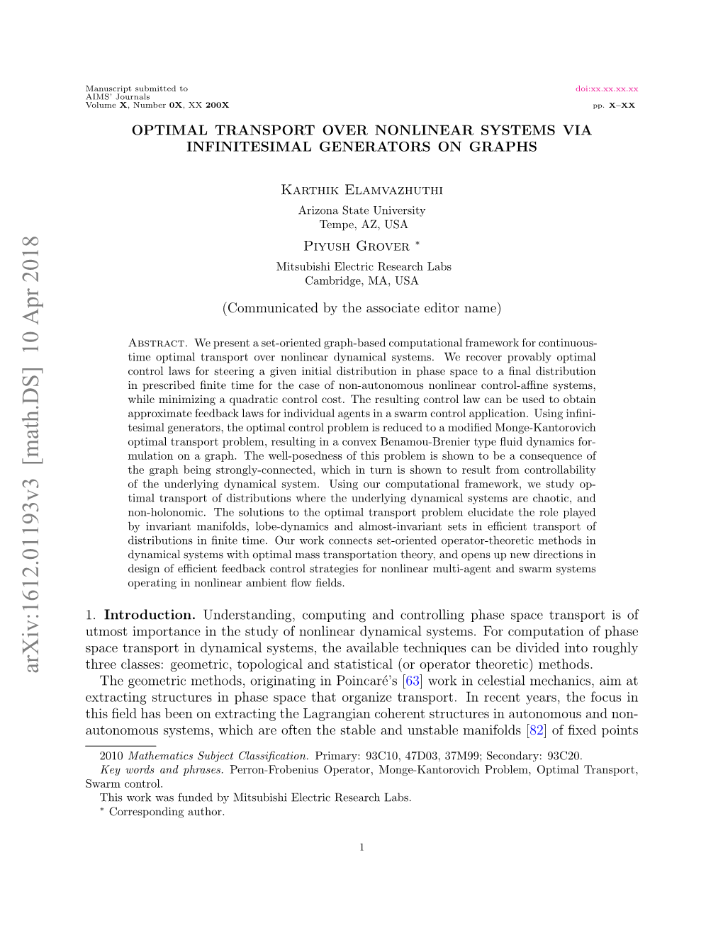 Optimal Transport Over Nonlinear Systems Via Infinitesimal Generators on Graphs