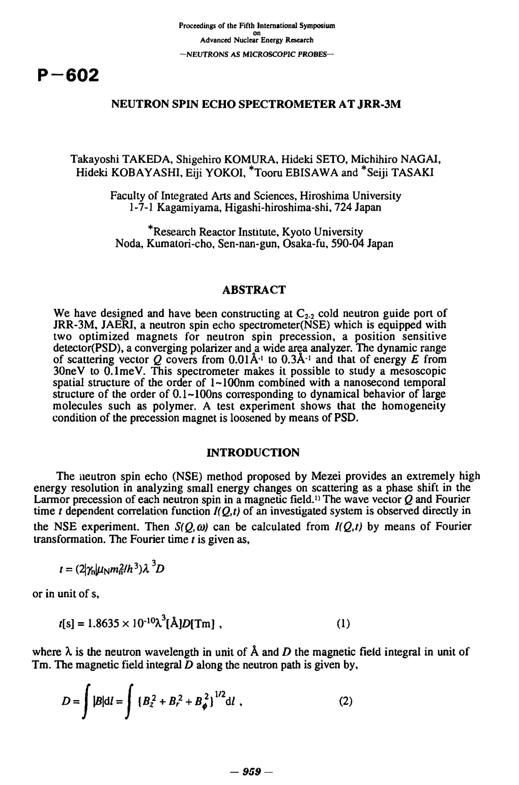 Neutron Spin Echo Spectrometer at JRR-3M