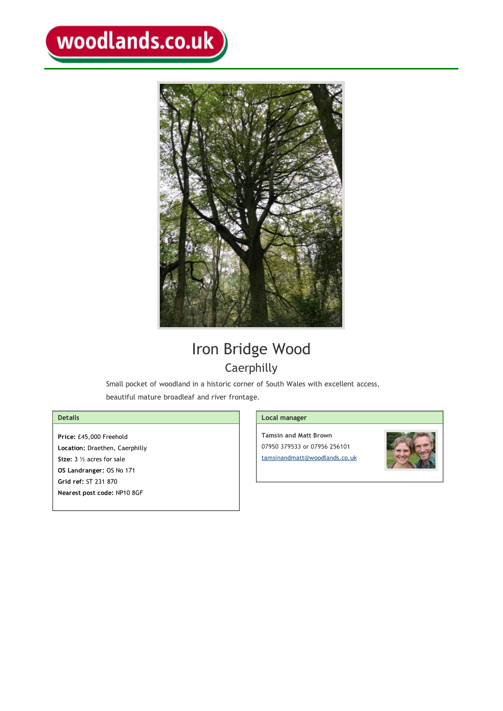 Iron Bridge Wood Caerphilly Small Pocket of Woodland in a Historic Corner of South Wales with Excellent Access, Beautiful Mature Broadleaf and River Frontage