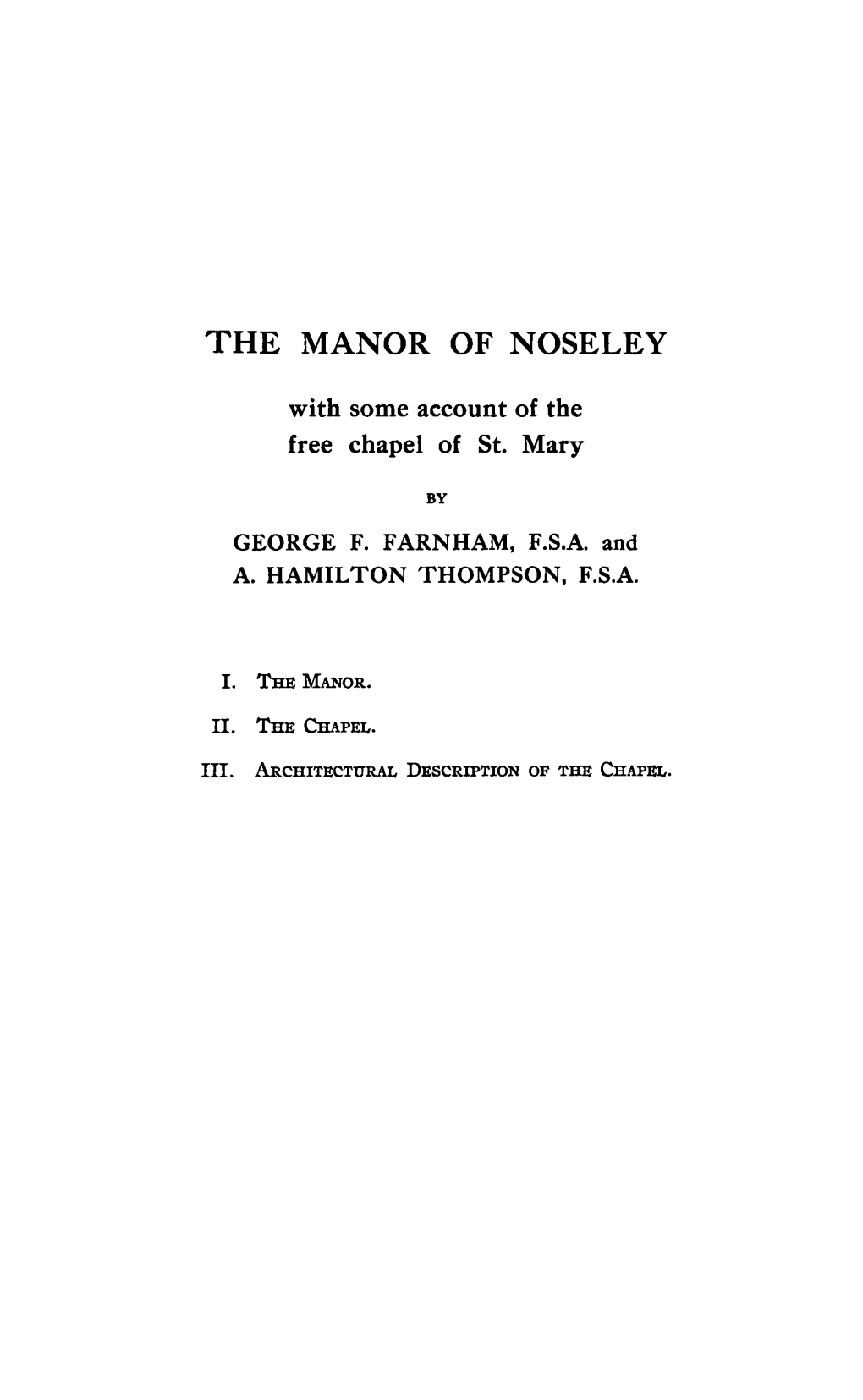 The Manor of Noseley