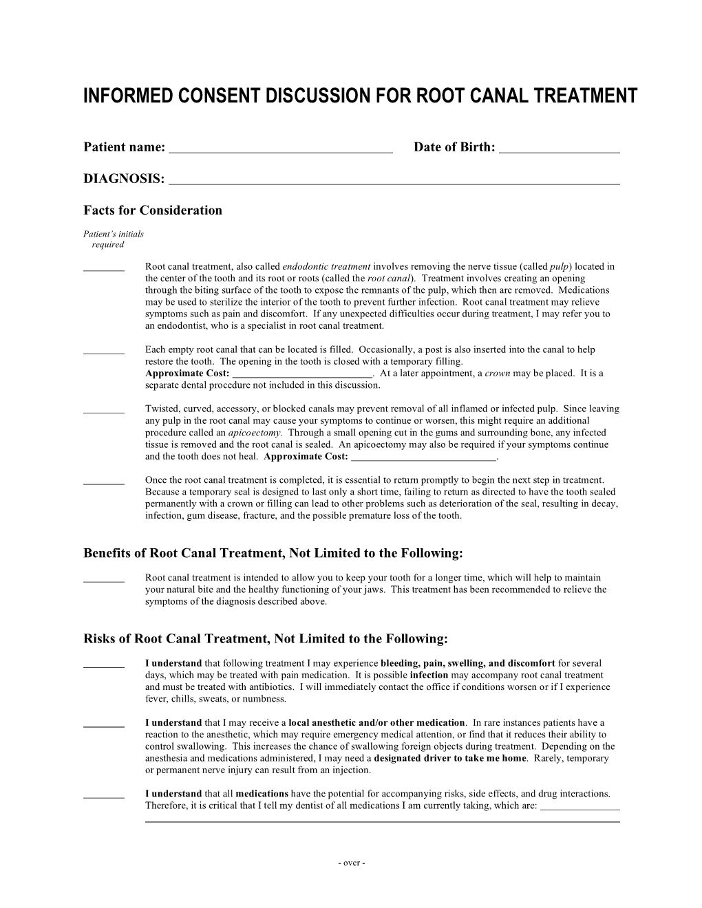 Informed Consent Discussion for Root Canal Treatment